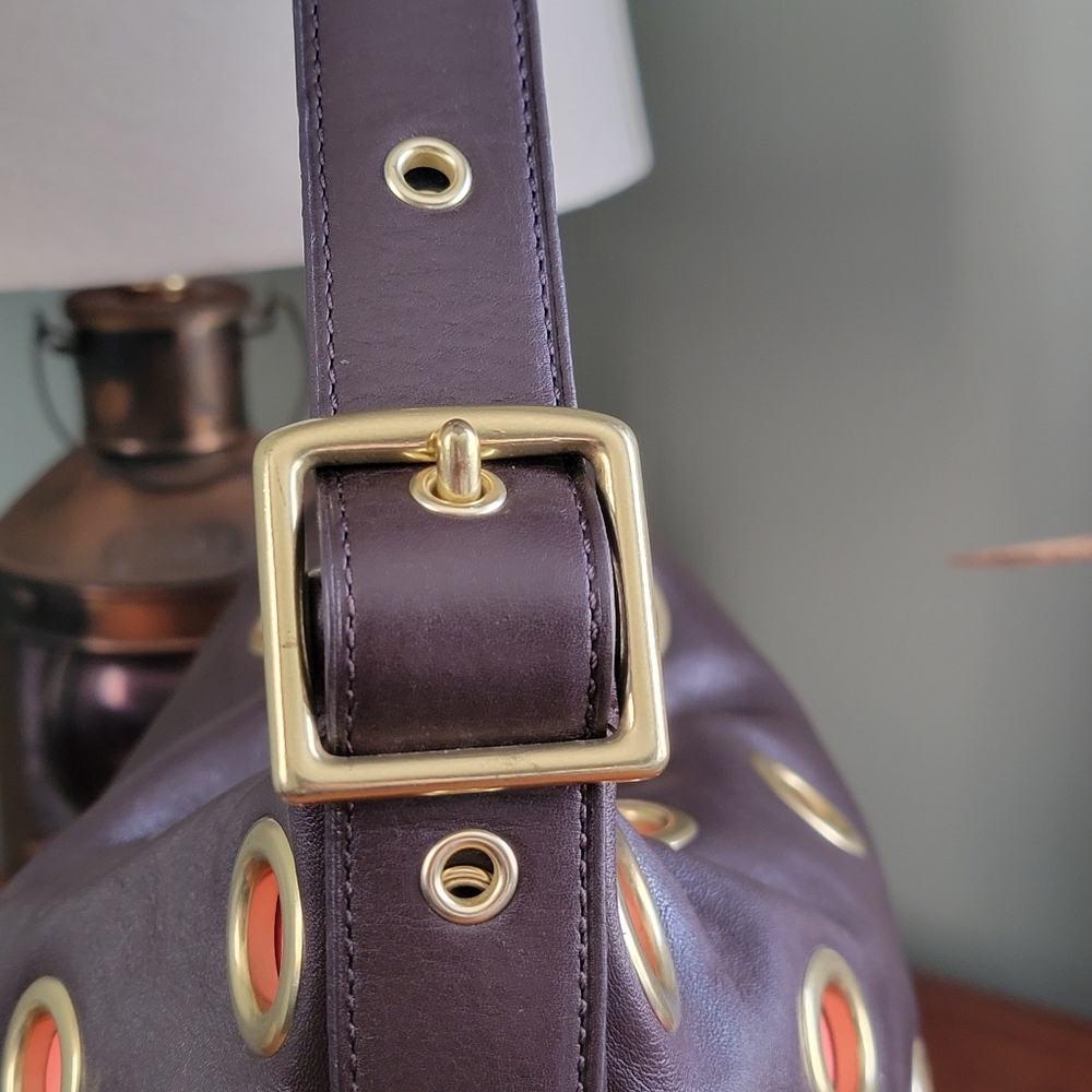 Coach 21181 Legacy Grommet Duffle Brown Orange Leather Shoulder Bag Y2K - Picture 4 of 16
